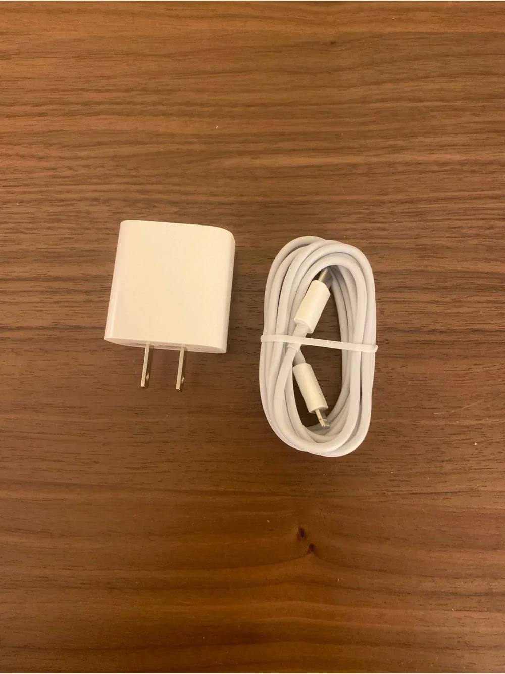 White USB-C Wall Charger and Lightning Cable
